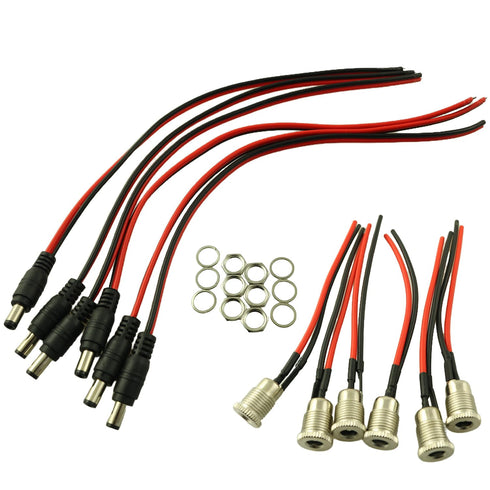YTgilo 12PCS DC Power Socket 5.5x2.5mm Power Supply Cable Six Each DC All