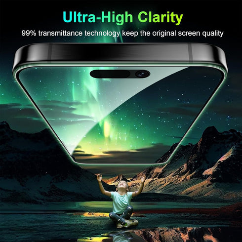 Esanik 2 Pack Privacy Screen Protector for iPhone 15 Pro Max 6.7'' - 360° Anti-spy, 9H Tempered Glass, Installation