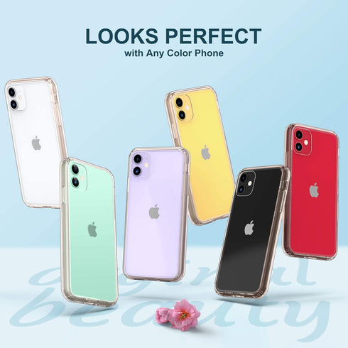 ULAK Clear iPhone 11 Case with Color Border, Slim Transparent Anti-Scratch Shockproof TPU Bumper Cover, Champagne