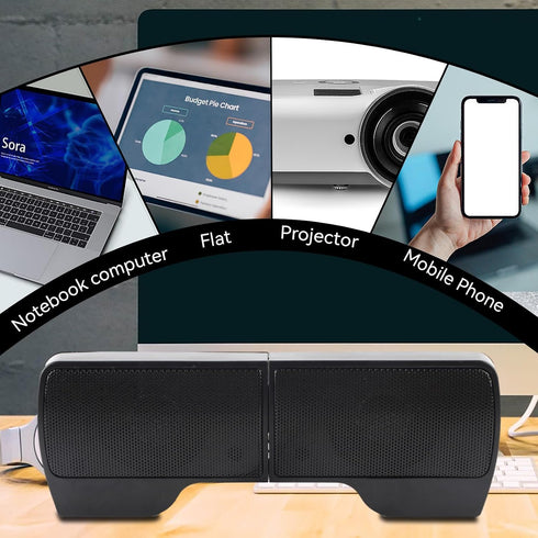 HERCHR 2W+2W 4 3.5mm Computer Speakers for Desktop PC, USB Plug-in, Wired Laptop Soundbar Speakers, Detachable Mini