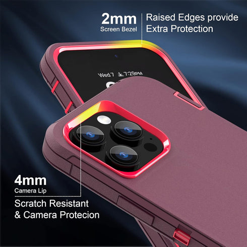iPhone 13 Pro Max Case with Full Body Protection, Heavy Duty Shockproof 3 in 1 Silicone Rubber Cover for 13ProMax 6.7