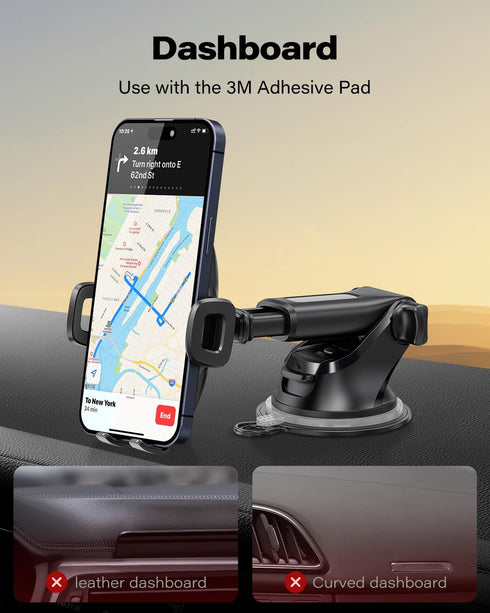 APPS2Car Suction Cup Phone Mount, Universal Phone Holder for Car Windshield/Dashboard, Compatible with All Cellphones