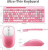 XISOGUU 2.4GHz Retro Wireless Keyboard with Round Keycaps, Full-Size USB Cute Wireless Keyboard Mouse for Computer