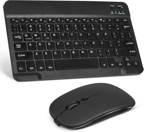 Rechargeable Bluetooth Keyboard and Mouse Combo Ultra Slim Full-Size Keyboard and Ergonomic Mouse for Bluetooth Devices