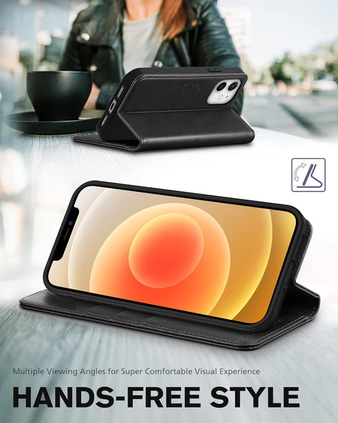 TUCCH Wallet Case for iPhone 12 Pro/iPhone 12 5G, Premium PU Leather Flip Folio Cover with Card Slot and Stand Design