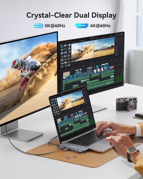 Vilcome 7-in-2 USB-C Hub Adapter for MacBook Pro/Air M1 M2 2023-2019, with Thunderbolt 3 PD Port, 4K HDMI