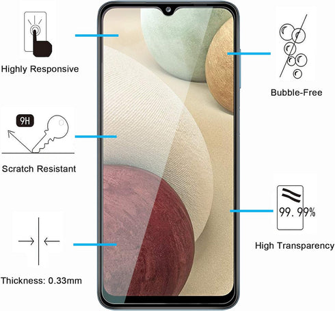 NEW'C [3 Pack Designed for Samsung Galaxy A12, Galaxy A02s Screen Protector Tempered Glass, Case Friendly Anti Scratch Bubble Free Ultra Resistant