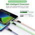 Multi Charging Cable 2-Pack 5FT, 3 in 1 5A Multiple USB Fast Charger Cord Adapter with IP/USB C/Micro USB Connectors