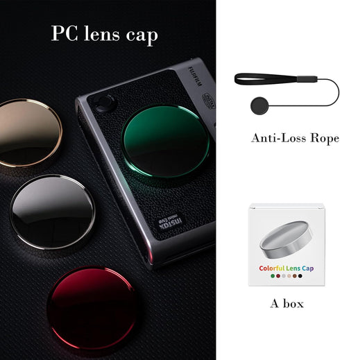 Rieibi Lens Cap for Fujifilm Instax Mini Evo, Accessories with Anti-Loss Rope, PC Material Mini Evo Lens Cover