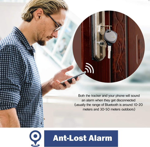 Focus Key Finder Smart Tracker, Anti-Lost Alarm Item Locator, Wireless Bluetooth Tracking Device, Black, 1 Pack