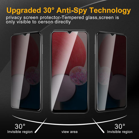 3 Pack Privacy Screen Protector for Samsung Galaxy A12/A13/A13 LTE/A32 5G/A03S/A02S, Anti Spy Tempered Glass 9H