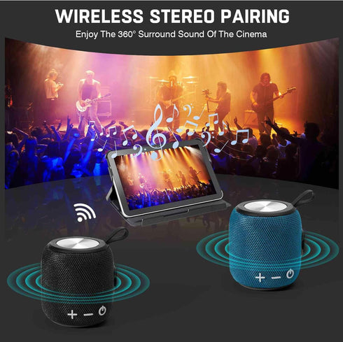 UrbanX Bluetooth Speaker: Powerful Stereo Sound, IPX7 Waterproof, True Wireless Stereo Pairing, Portable Design - Black