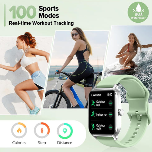 Smart Watches for Men/Women, 1.8'' Alexa Built-in Fitness Tracker Watch with Bluetooth Calls, IP68 Waterproof, 110