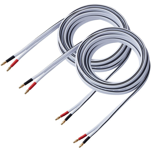 14 AWG HD Premium Soft Touch HiFi Speaker Cable with Banana Plugs - 2 Pack, 3 Feet