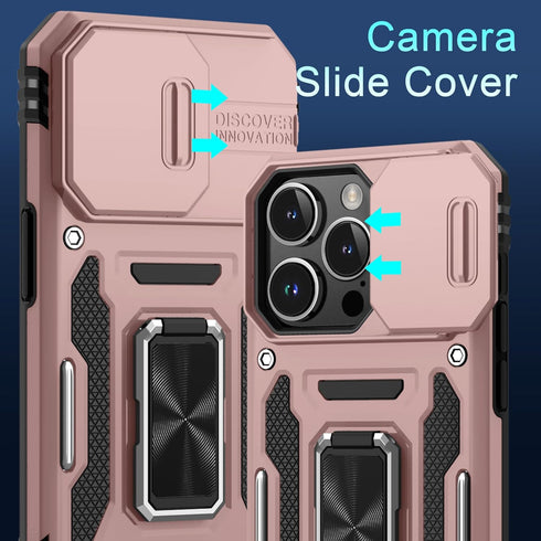 DEERLAMN Military Grade Shockproof Protective Cover for iPhone 15 Pro Max with Slide Camera Cover + Screen Protector