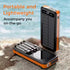 Outdoor Solar Portable Power Bank with Wireless Charging, 10000mAh Battery, IP65 Waterproof, LED Flashlight