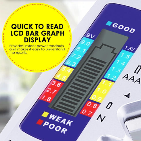 Battery Tester Universal Checker with LCD Display, Digital Multi-Purpose Small Battery Checker for Various Batteries
