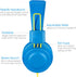 Kids Headphones-Noot Products K33 Foldable Stereo Tangle-Free 5ft Long cord 3.5mm Jack Plug in Wired On-Ear Headset for Children/Teens/Boys/Girls/ipad/School/Kindle/Travel/Plane/Tablet (Electric Blue)