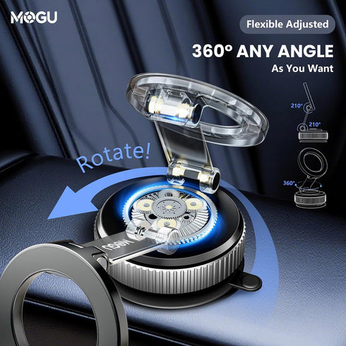 MOGU Holder-118LBS Suction+2800gf Magnet,360 Vacuum Magnetic Car Phone Strong Adjustable Dashboard Mount, Hands-Free