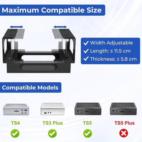 Bedycoon TS4/ TS3 TS5 4/3/5 Metal Under Desk Mount Compatible with CalDigit Plus/ Dock+ Power Bricks Adjustable Under