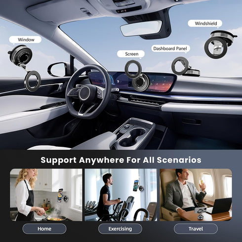 MOGU Holder-118LBS Suction+2800gf Magnet,360 Vacuum Magnetic Car Phone Strong Adjustable Dashboard Mount, Hands-Free