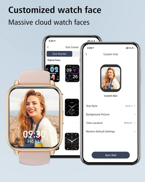 RUIMEN Smart Watches for Men Women, 1.8" Smartwatch for iOS/Android Phones, Fitness Tracker with Heart Rate/Sleep