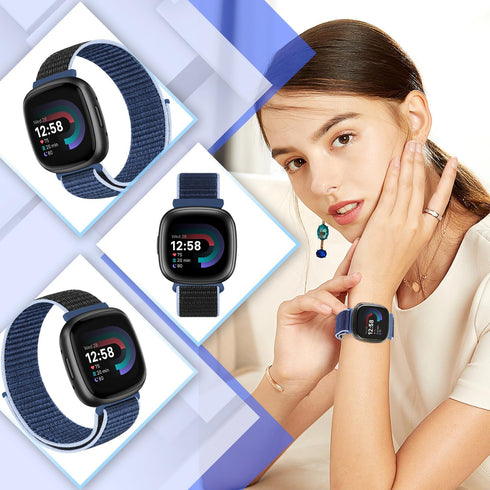 Sport Loop for Fitbit Versa 4/Sense 2/Versa 3/Sense, Soft Nylon Adjustable Breathable Replacement Wristband
