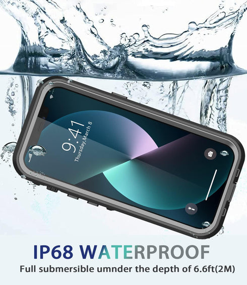 Design for iPhone 13 Pro Max Waterproof Case, Full Body Shockproof Dust Proof Phone Case Cover with Screen Protector -