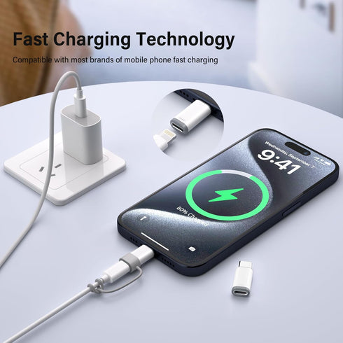 4 Pack Lightning to USB C Adapter for iPhone 15/15 Pro/15 Pro Max/15 Plus,Samsung,Support Charging & Data Transfer,Type C Charger Connector Cable,for iPhone 15 Charger Adapter,Not for Audio/OTG