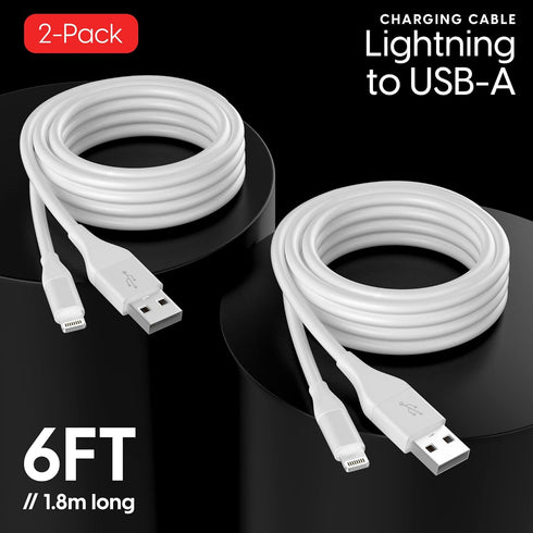 TALK WORKS Lightning Cable Chargers Compatible w/iPhone 14/14 Plus/14 Pro/14 Pro Max, 13/13 Mini/13 Pro/13 Pro Max, 12/12 Pro/ 12 Pro Max - 6' Fast Charging Cords - MFI Certified (White, Pack of 2) by TalkWorks