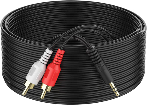 3.5mm to 2 Male RCA Cable 25FT Stereo Audio Adapter Braided Hi-Fi Sound Auxiliary RCA Y Splitter