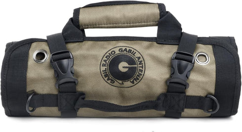 GR-ARB01 (Brown) Versatile Antenna Roll Bag, 1680D Oxford Cloth, Modular Velcro Pockets, Portable Tool Organizer for