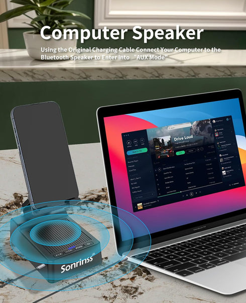 Wireless Bluetooth Speakers with Phone Stand: Portable Cell Phone Holder with Bluetooth Speaker for Home, Office,