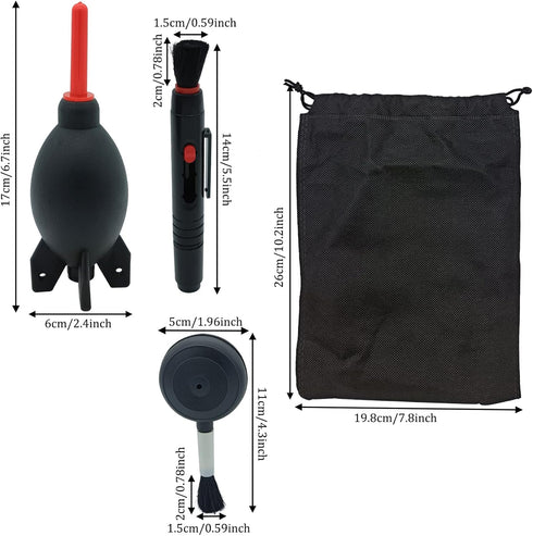 Lens Cleaning Kit, 2 Pcs Rubber Rocket Air Blower, Cleaning Pen, Blower Brush for Lens, Camera, SLR, Phone