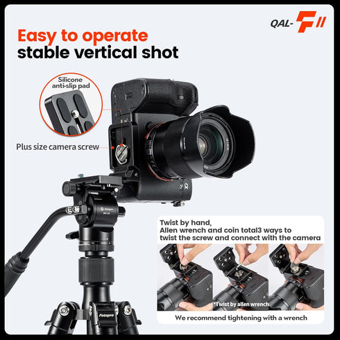 Fotopro DSLR Camera L Bracket, Vertical Horizontal Conversion Tripod Quick Release Plate for DSLR Camera