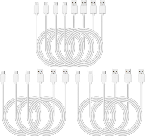 Smays Bulk USB C Cable 10-Pack, Type C Charging Cord, White 3ft