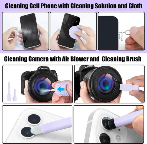 Laptop Phone Screen Cleaner Kit, 20-in-1 Electronic Device Clean Tool for iPhone, Macbook, iPad, Purple