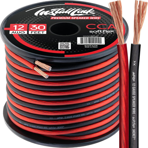Install Link 12 Gauge Speaker Wire for Car, Home or RV Audio Cable, 30ft