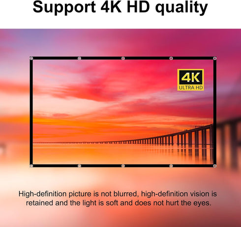 TOWOND 100 inch 16:9 Projector Screen Projection Screen Indoor Outdoor Washable Anti-Crease HD Rear Front Movies Screen