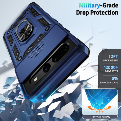 Shop the Navy Blue Google Pixel 7 Pro Case: Heavy Duty, Military Grade, Shockproof with Slide Camera Cover & Kickstand.