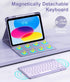 Hamile for iPad 10th Generation Case with Wireless Keyboard, 7 Colors Backlit Detachable Folio Cover - Lavender