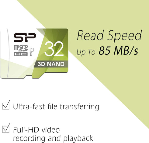 Silicon Power 32GB 3D NAND High Speed MicroSD Card with Adapter
