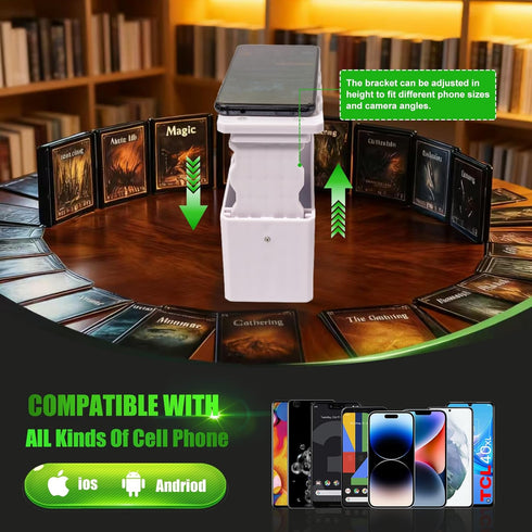 ZYLARIXE TCG Card Scanner Mount, High-Precision Auto-Focus Phone Holder, Compatible with iPhone/Android, Professional