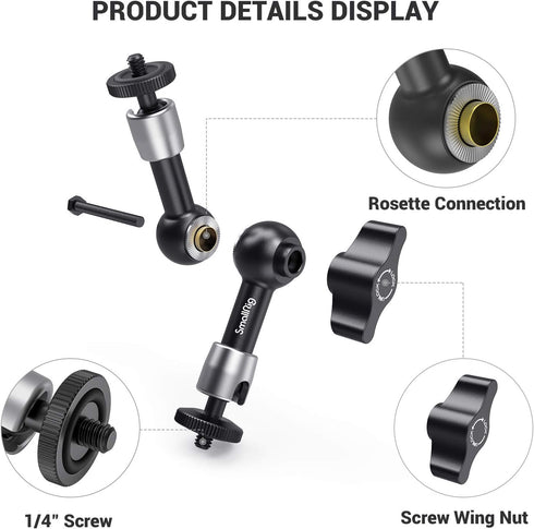 SmallRig 5.5 Inches Adjustable Friction Articulating Magic Arm, with Both 1/4" Screw for LCD Monitor/LED Lights - 2065B