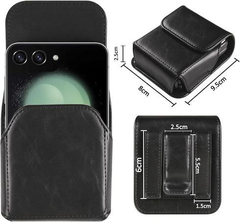 Shop Samsung Galaxy Z Flip 5/4/3 Holster Case, Leather Pouch with Belt Clip for Motorola Razr Plus - Black.