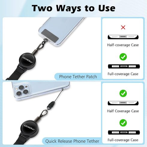 360 MoKo Anti-theft Phone Tether, Phone Lanyard & Keychain Retractable Steel Line Cellphone Strap with Locking