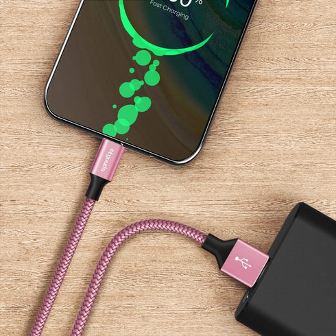 etguuds Pink USB C Cable 3.3ft Fast Charging, 2-Pack Braided USB to USB C Cable for Samsung Galaxy S23 S22 S21 S20
