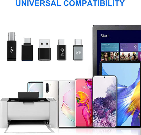 USB A to USB C, Type C Female to USB Male, Type C Male to Type C Female, Compatible with Samsung Galaxy, Laptop (5