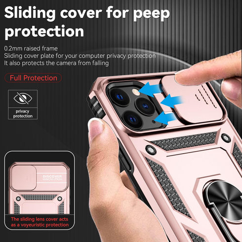 SunStory iPhone 11 Pro Max Case with HD Screen Protector, Slide Camera Cover & Kickstand - Rose Gold