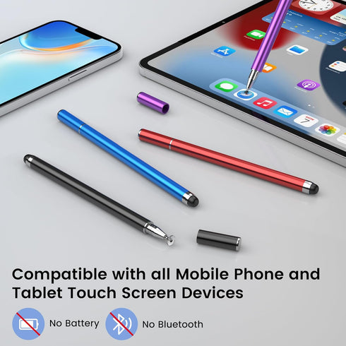 MEKO 4 Pack Stylus Pens for Touchscreens, 2-in-1 High Sensitivity & Precision Capacitive Stylus for iPad, iPhone,
